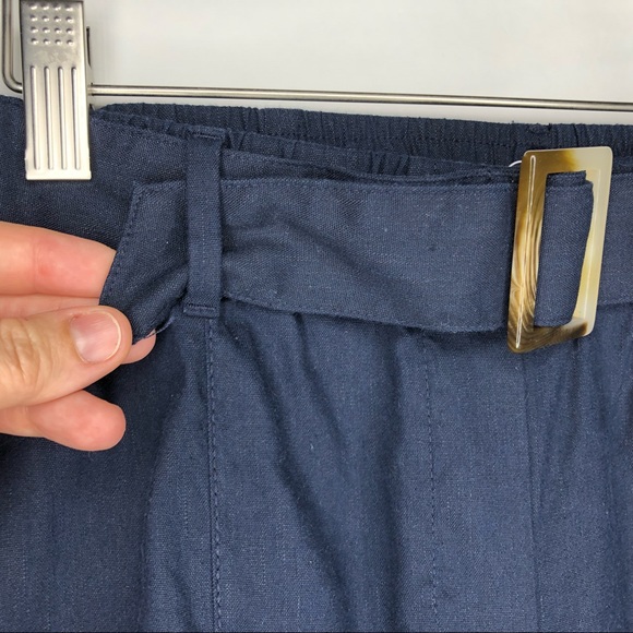 J JILL navy blue crop linen wide-leg pants M - p - Picture 9 of 14